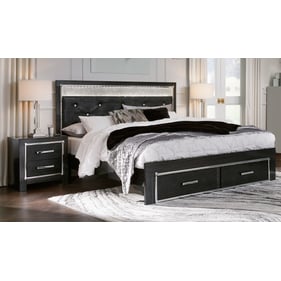 Ashley Furniture Kaydell Chrome Black 2pc Bedroom Set With King Storage Pla...