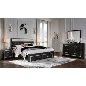 Ashley Furniture Kaydell Chrome Black 4pc Bedroom Set With King Storage Pla...