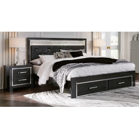 Ashley Furniture Kaydell Chrome Black 2pc Bedroom Set With King Panel Stora...