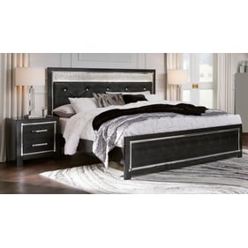 Ashley Furniture Kaydell Chrome Black 2pc Bedroom Set With King Upholstered...