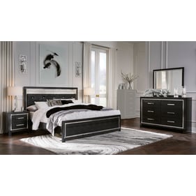 Ashley Furniture Kaydell Chrome Black 4pc Bedroom Set With King Upholstered...