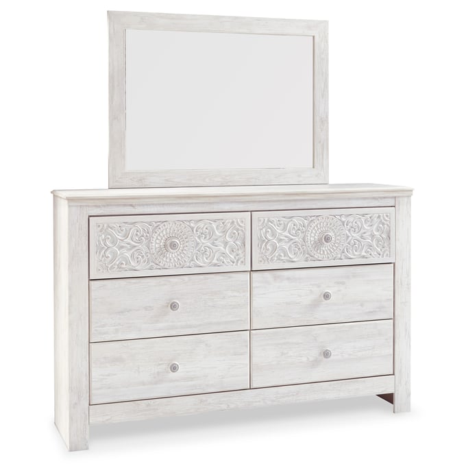 Ashley Furniture Paxberry Whitewash Wood Dresser And Mirror B181B8