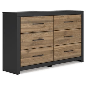 Ashley Furniture Vertani Black Honey Brown Six Drawer Dresser