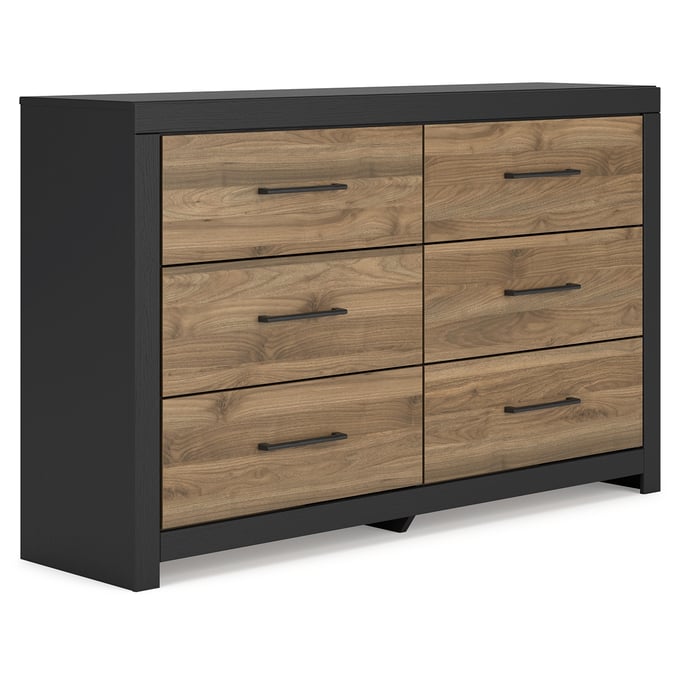 Ashley Furniture Vertani Black Honey Brown Six Drawer Dresser B2073-31