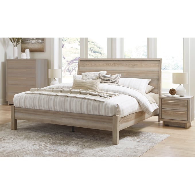 Ashley Furniture Hasbrick Tan 2pc Bedroom Set With King Platform Bed B2075-BR-S6