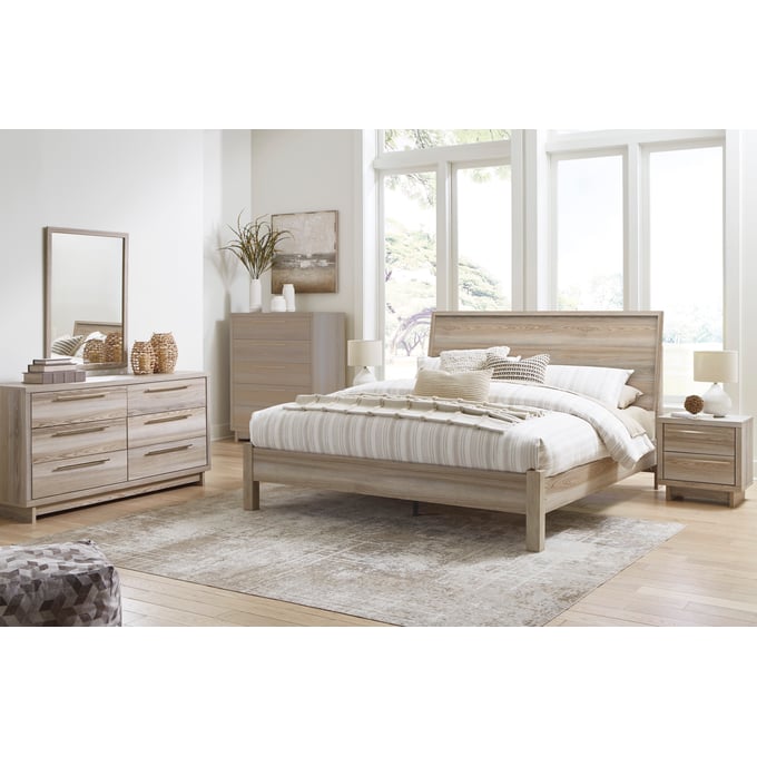 Ashley Furniture Hasbrick Tan 4pc Bedroom Set With King Platform Bed B2075-BR-S8