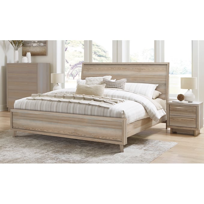 Ashley Furniture Hasbrick Tan 2pc Bedroom Set With King Panel Bed B2075-BR-S2