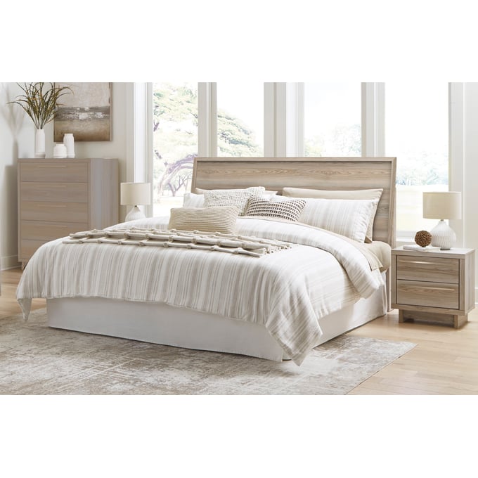 Ashley Furniture Hasbrick Tan 2pc Bedroom Set With Queen Panel Headboard B2075-BR-S13