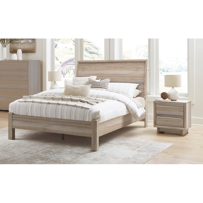 Ashley Furniture Hasbrick Tan 2pc Bedroom Set With Queen Platform Bed B2075-BR-S5