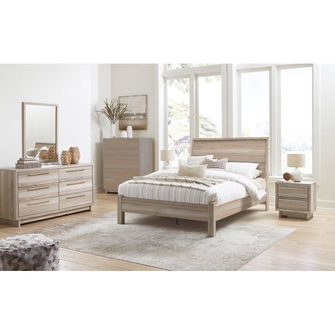 Ashley Furniture Hasbrick Tan 4pc Bedroom Set With Queen Platform Bed B2075-BR-S7