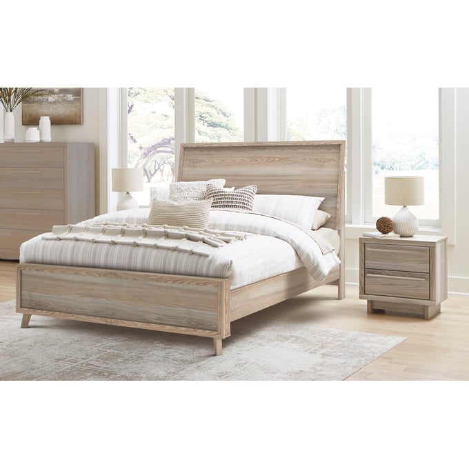 Ashley Furniture Hasbrick Tan 2pc Bedroom Set With Queen Panel Bed B2075-BR-S1