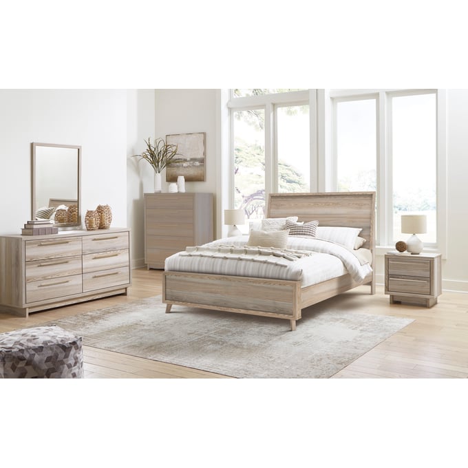 Ashley Furniture Hasbrick Tan 4pc Bedroom Set With Queen Panel Bed B2075-BR-S3