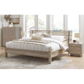 Ashley Furniture Hasbrick Tan 2pc Bedroom Set With King Slat Panel Bed