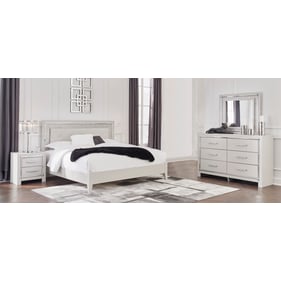 Ashley Furniture Zyniden Silver 4PC Bedroom Set With King Panel Bed