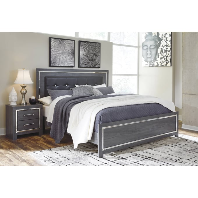 Ashley Furniture Lodanna Gray 2pc Bedroom Set With King Panel Bed B214-BR-S12