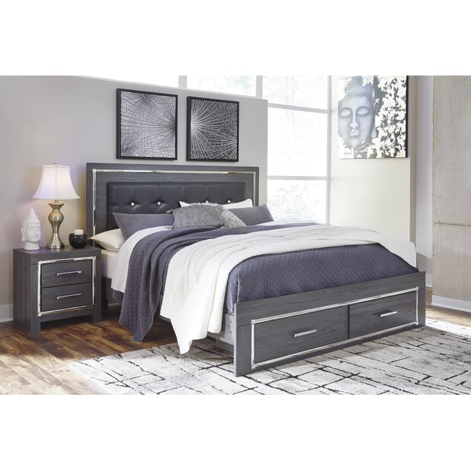 Ashley Furniture Lodanna Gray 4pc Bedroom Set With King 2 Drawer Bed B214-BR-S21