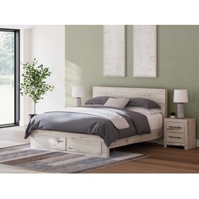 Ashley Furniture Lawroy Light Natural 2pc Bedroom Set With King Panel Stora...