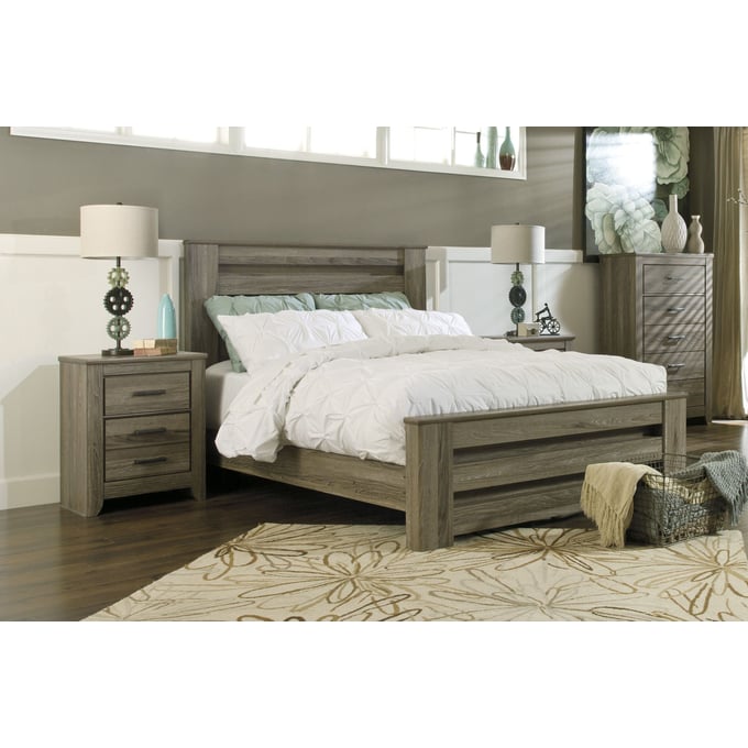 Ashley Furniture Zelen Warm Gray 2pc Bedroom Set With Queen Panel Bed B248-BR-S2