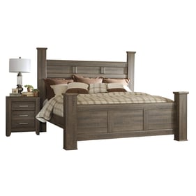 Ashley Furniture Juararo Dark Brown 2pc Bedroom Set With King Poster Bed