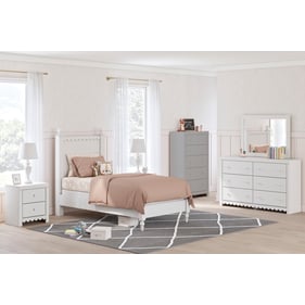 Ashley Furniture Mollviney White 4pc Bedroom Set With Twin Panel Bed