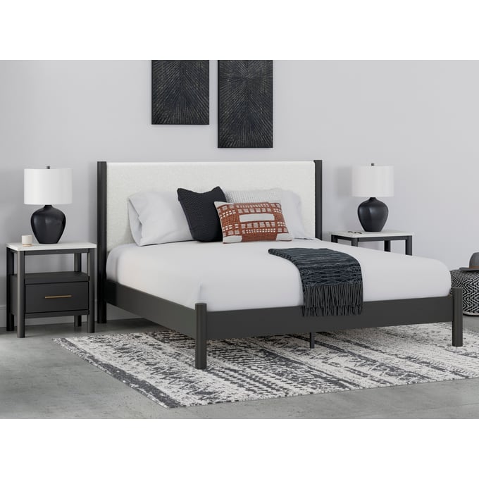 Ashley Furniture Cadmori Black White 2pc Bedroom Set With King Panel Bed B2616-BR-S3