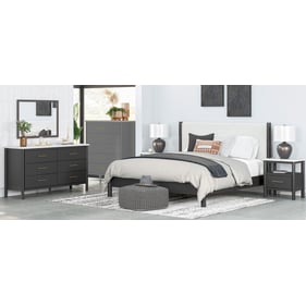 Ashley Furniture Cadmori Black White 4pc Bedroom Set With King Panel Bed