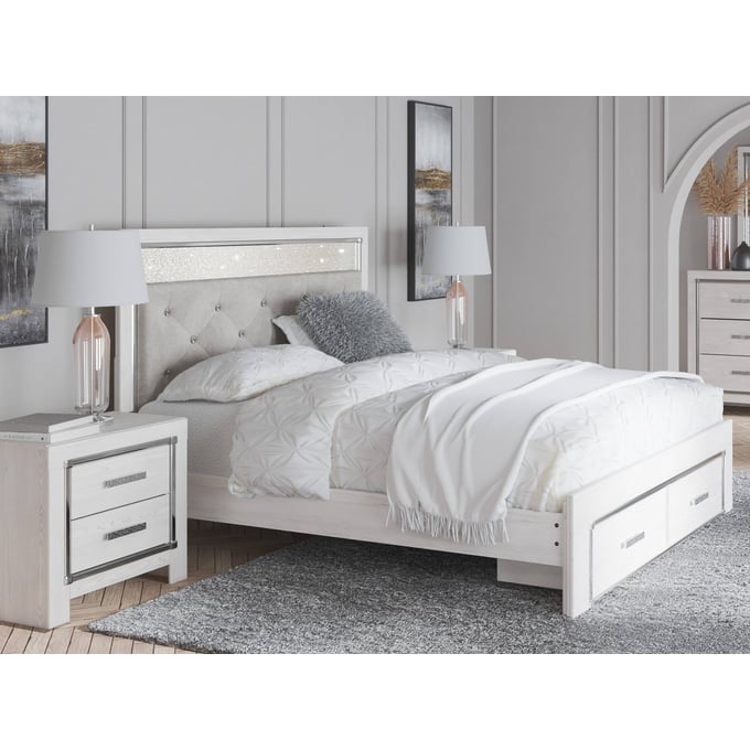 Ashley Furniture Altyra White Gray 4pc Bedroom Set With King Storage Bed B2640-BR-S22