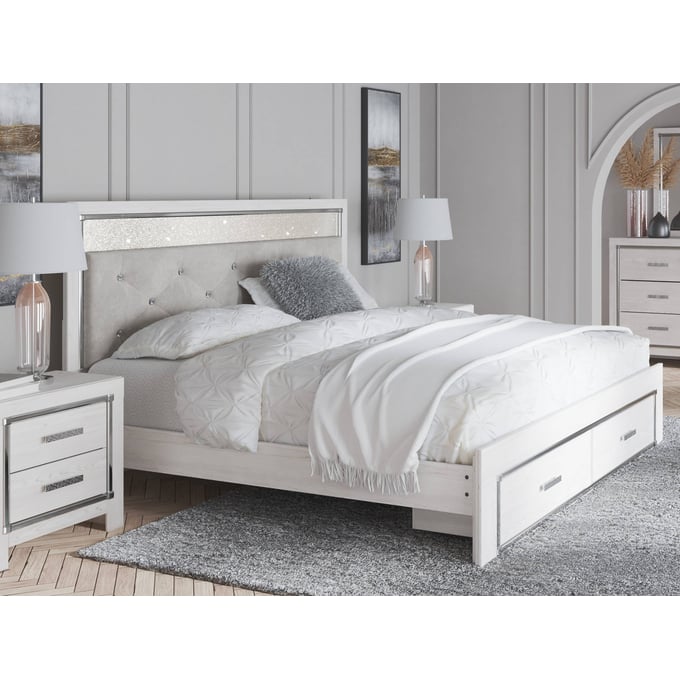 Ashley Furniture Altyra White Gray 2pc Bedroom Set With King Storage Bed B2640-BR-S8