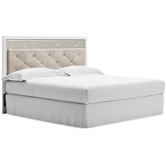 Ashley Furniture Altyra White Gray King Cal King Upholstered Panel Headboard With Frame B2640-KCKUP-HDBD