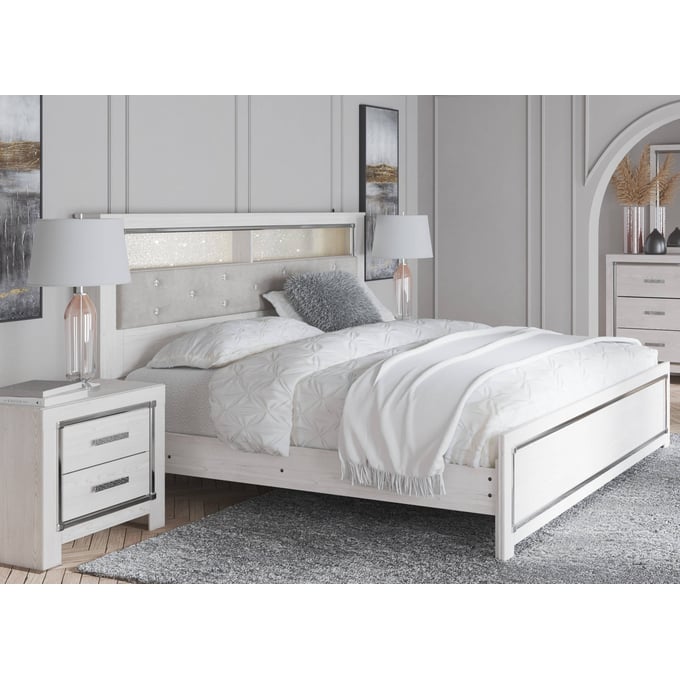 Ashley Furniture Altyra White Gray 2pc Bedroom Set With King Bookcase Bed B2640-BR-S10