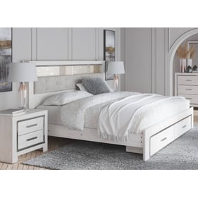 Ashley Furniture Altyra White Gray 4pc Bedroom Set With King Bookcase Stora...