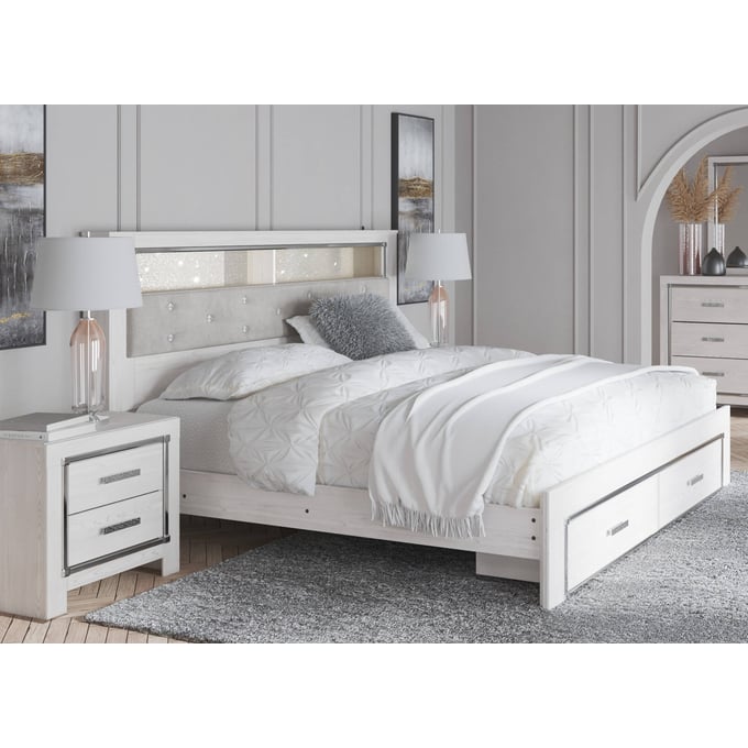 Ashley Furniture Altyra White Gray 2pc Bedroom Set With King Bookcase Storage Bed B2640-S12