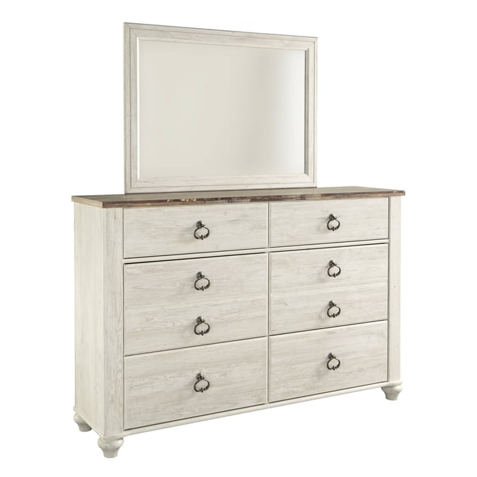 Ashley Furniture Willowton Whitewash Two Tone Dresser And Mirror B267B1