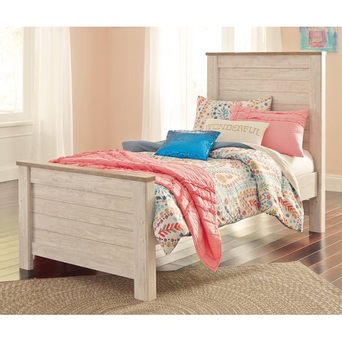 Ashley Furniture Willowton Whitewash Twin Panel Bed B267B15