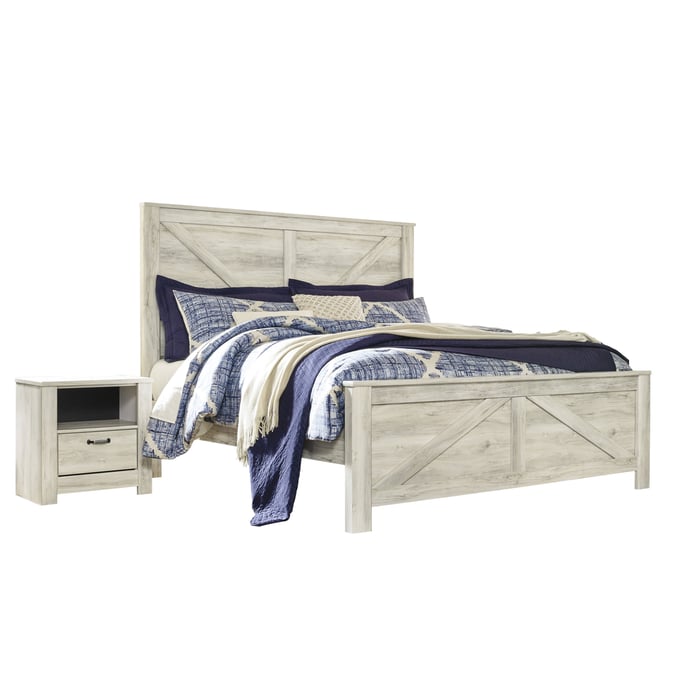 Ashley Furniture Bellaby Whitewash Wood 2pc Bedroom Set With King Bed B331-158-K-S2