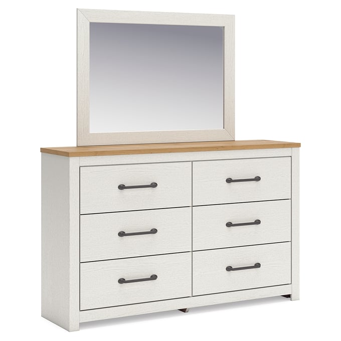 Ashley Furniture Linnocreek White Warm Brown Dresser And Mirror B3340B1