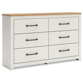 Ashley Furniture Linnocreek White Warm Brown Six Drawer Dresser