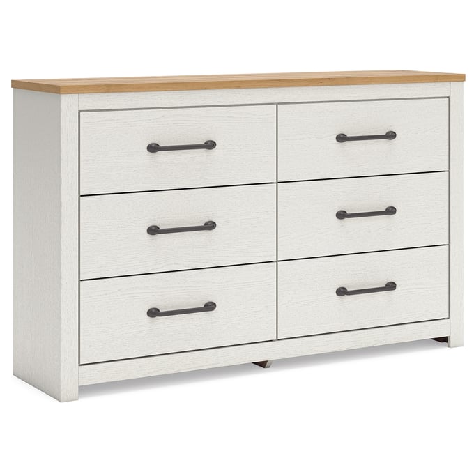 Ashley Furniture Linnocreek White Warm Brown Six Drawer Dresser B3340-31