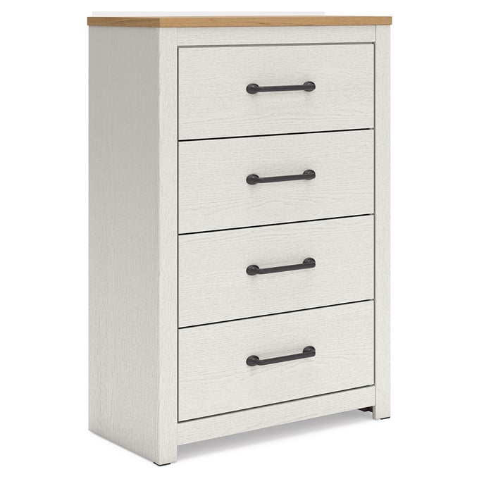 Ashley Furniture Linnocreek White Warm Brown Four Drawer Chest B3340-44