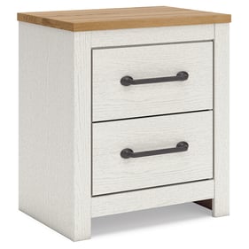 Ashley Furniture Linnocreek White Warm Brown Two Drawer Night Stand