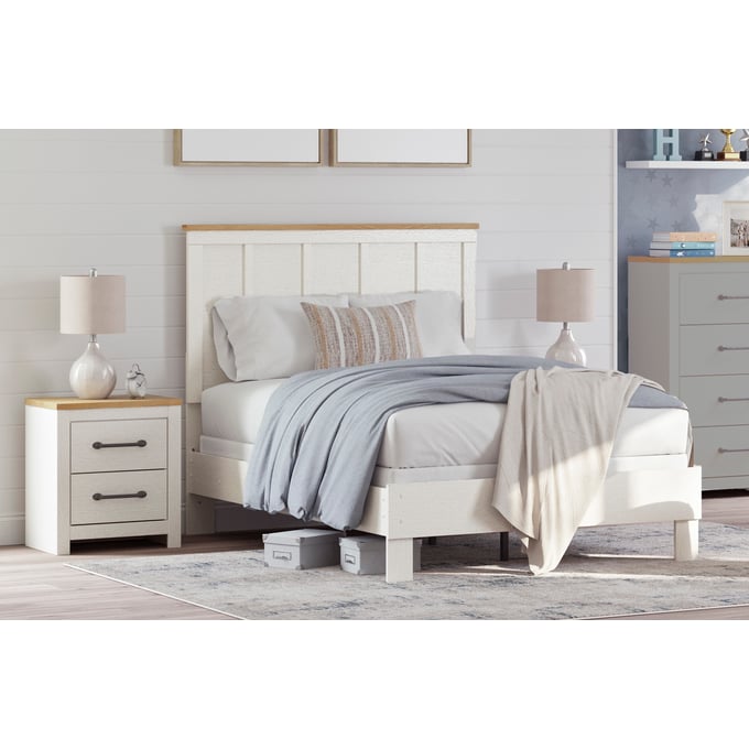 Ashley Furniture Linnocreek White Warm Brown 2pc Bedroom Set With Full Panel Bed B3340-BR-S3