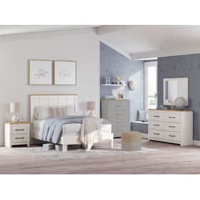 Ashley Furniture Linnocreek White Warm Brown 4pc Bedroom Set With Full Pane...