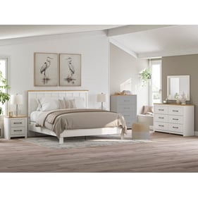 Ashley Furniture Linnocreek White Warm Brown 4pc Bedroom Set With King Pane...