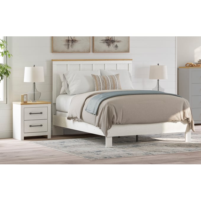 Ashley Furniture Linnocreek White Warm Brown 2pc Bedroom Set With Queen Panel Bed B3340-BR-S2