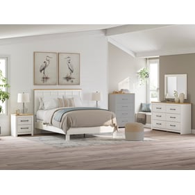 Ashley Furniture Linnocreek White Warm Brown 4pc Bedroom Set With Queen Pan...