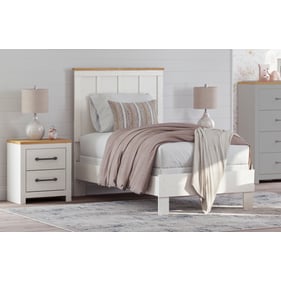 Ashley Furniture Linnocreek White Warm Brown 2pc Bedroom Set With Twin Pane...