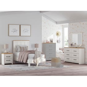 Ashley Furniture Linnocreek White Warm Brown 4pc Bedroom Set With Twin Pane...