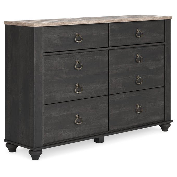 Ashley Furniture Nanforth Rustic Charcoal Six Drawer Dresser B3670-31