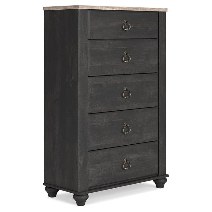 Ashley Furniture Nanforth Rustic Charcoal Five Drawer Chest B3670-46