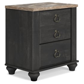 Ashley Furniture Nanforth Rustic Charcoal Two Drawer Night Stand